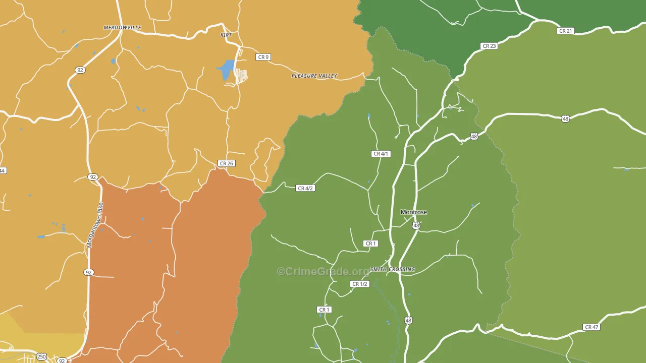 Montrose, WV Map of Burglary Rates