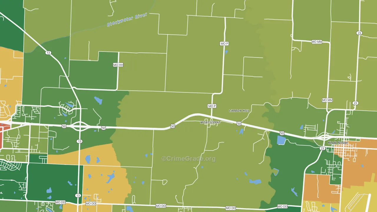 Montserrat, MO Map of Burglary Rates
