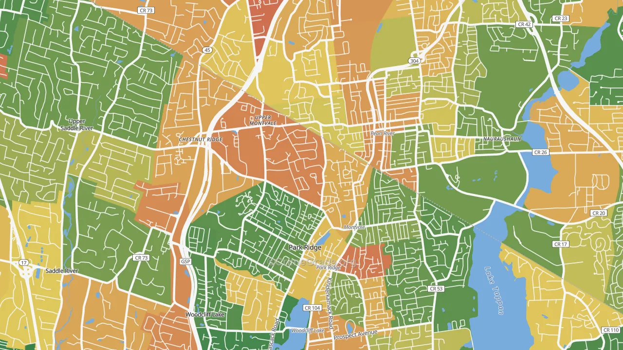 Montvale, NJ Map of Burglary Rates