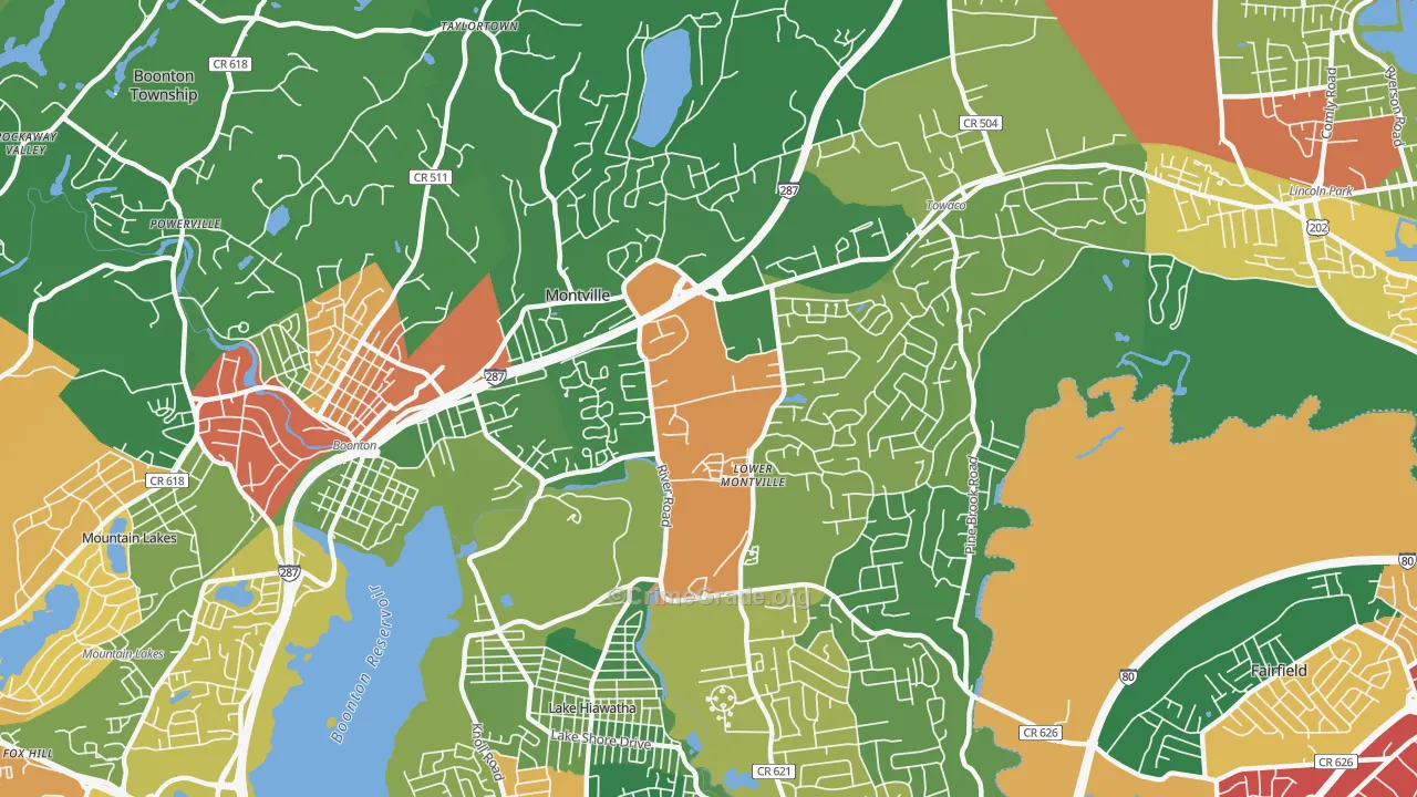 Montville, NJ Map of Burglary Rates