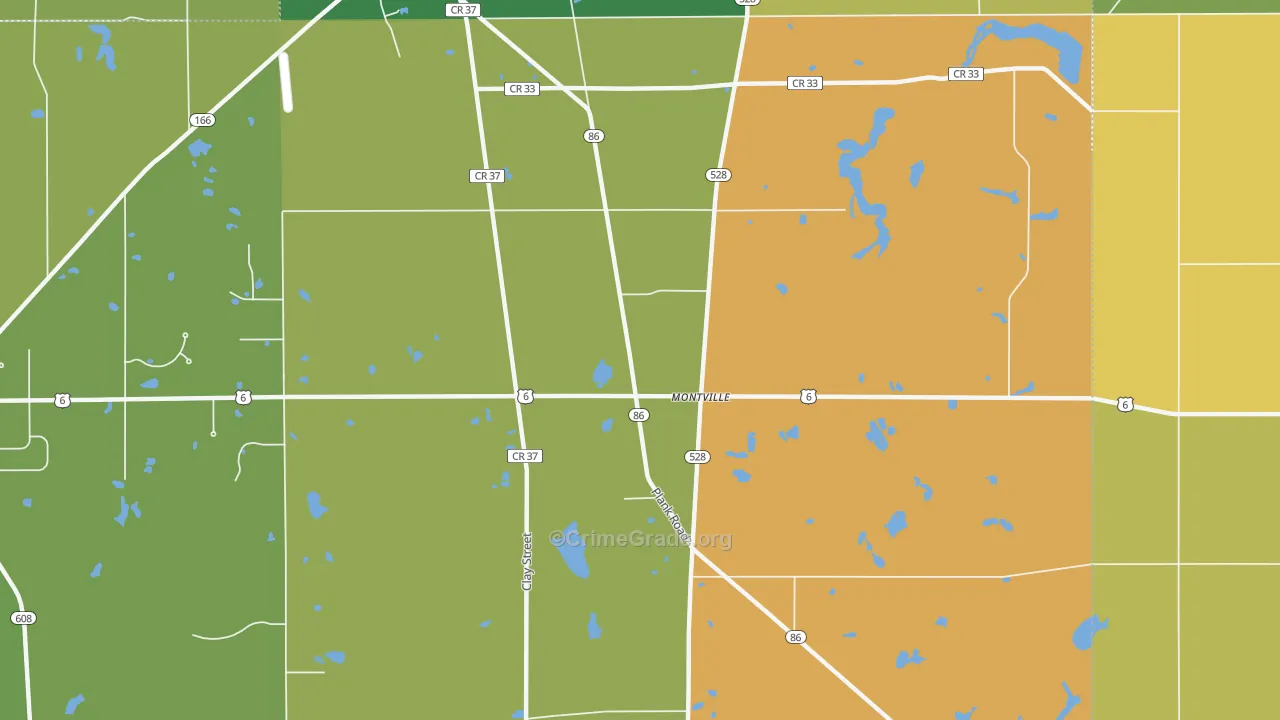 Montville, OH Map of Burglary Rates