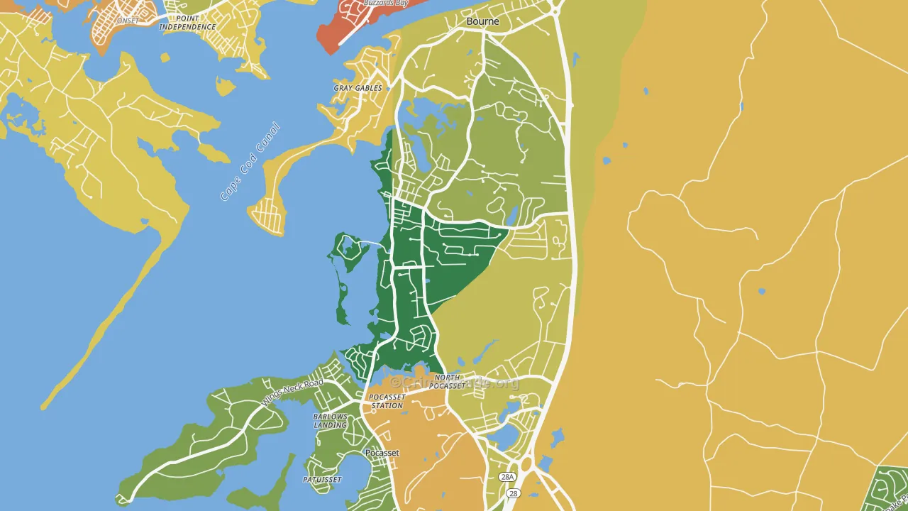 Monument Beach, MA Map of Burglary Rates