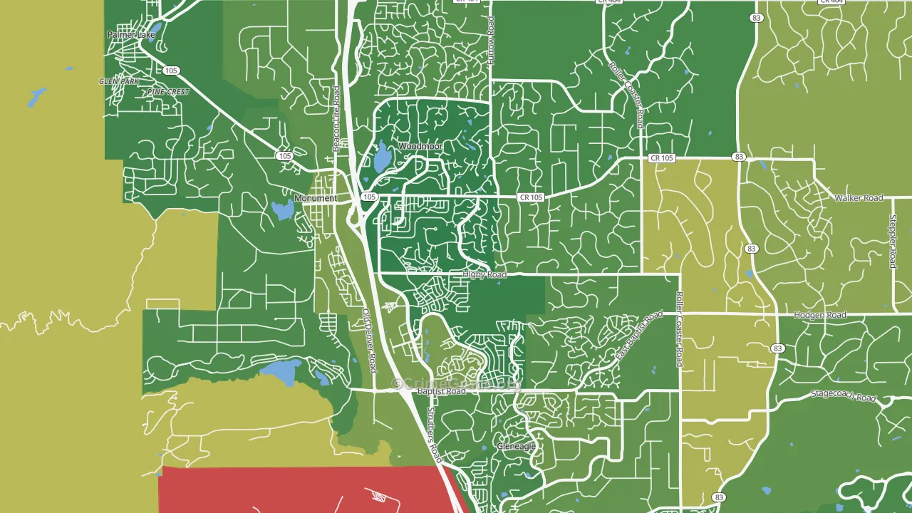 Monument, CO Map of Burglary Rates