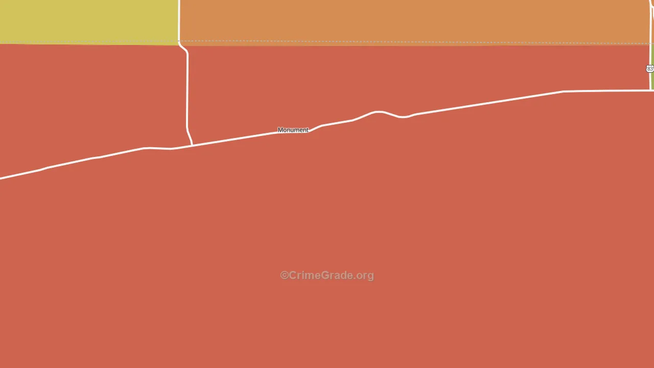 Monument, KS Map of Burglary Rates