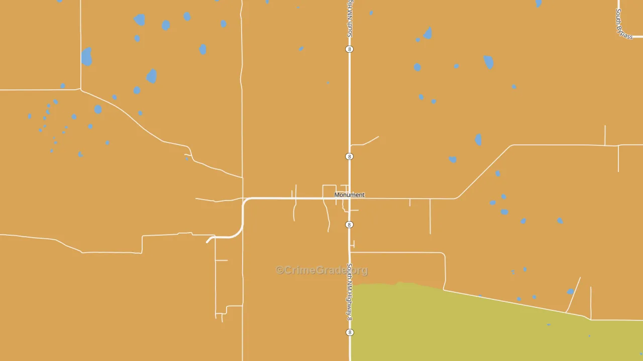 Monument, NM Map of Burglary Rates