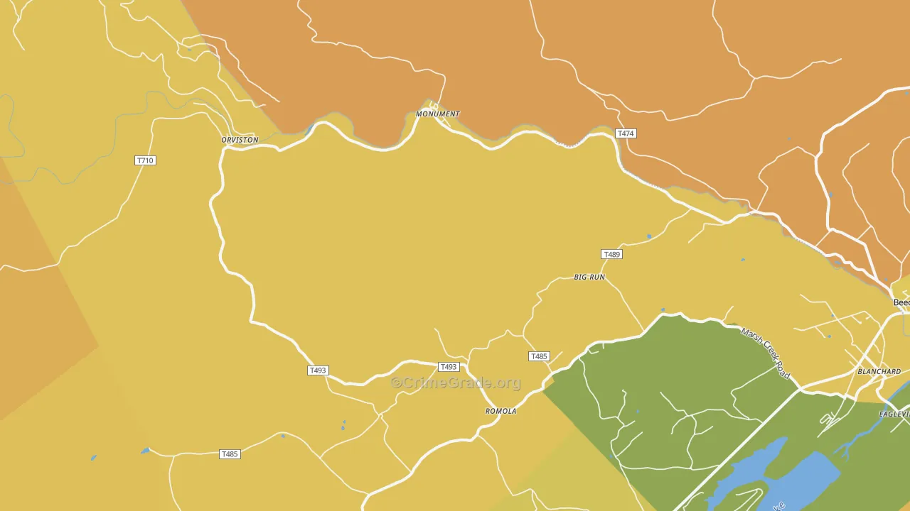 Monument, PA Map of Burglary Rates