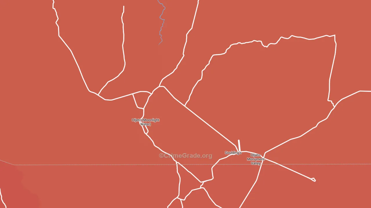 Monument Valley, UT Map of Burglary Rates