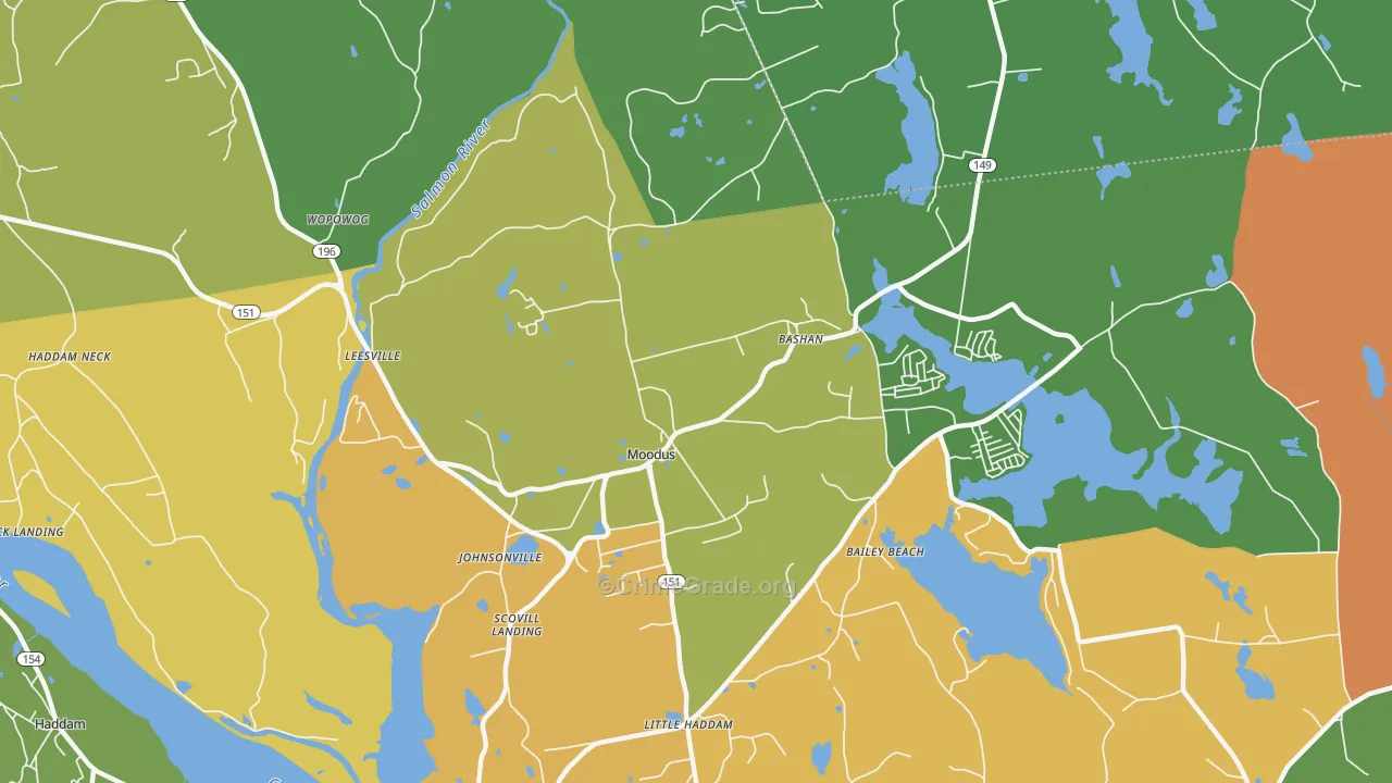 Moodus, CT Map of Burglary Rates