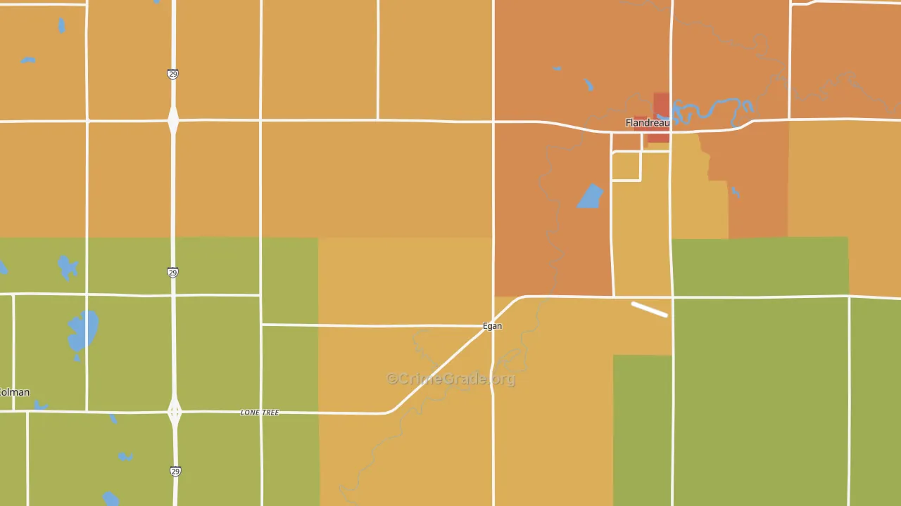 Moody County, SD Map of Burglary Rates