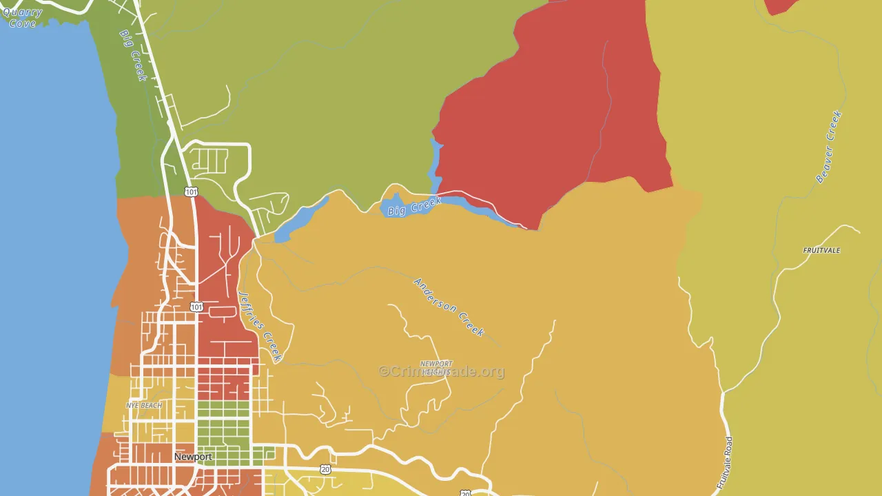 Moody, OR Map of Burglary Rates
