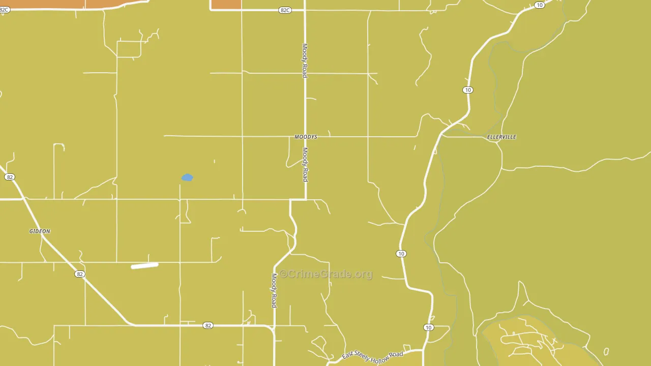 Moodys, OK Map of Burglary Rates