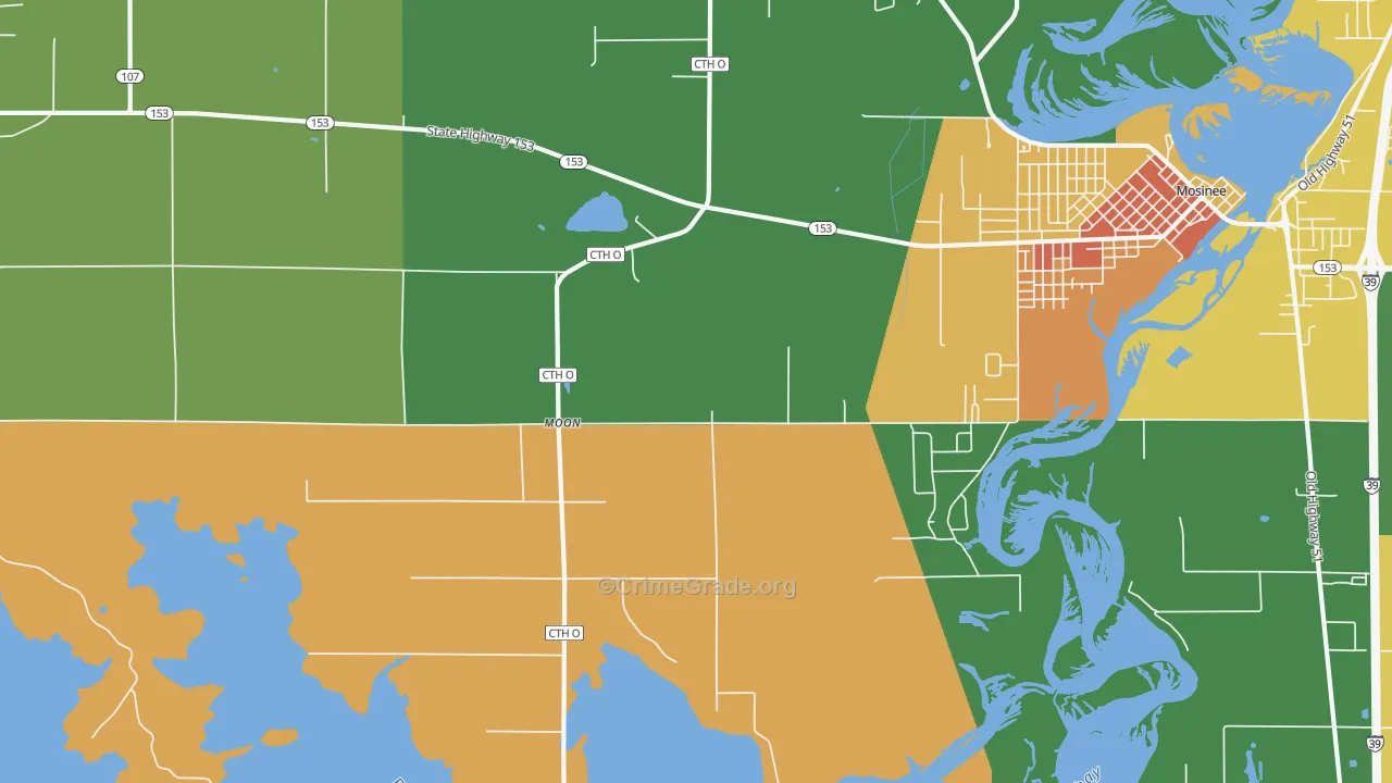 Moon, WI Map of Burglary Rates