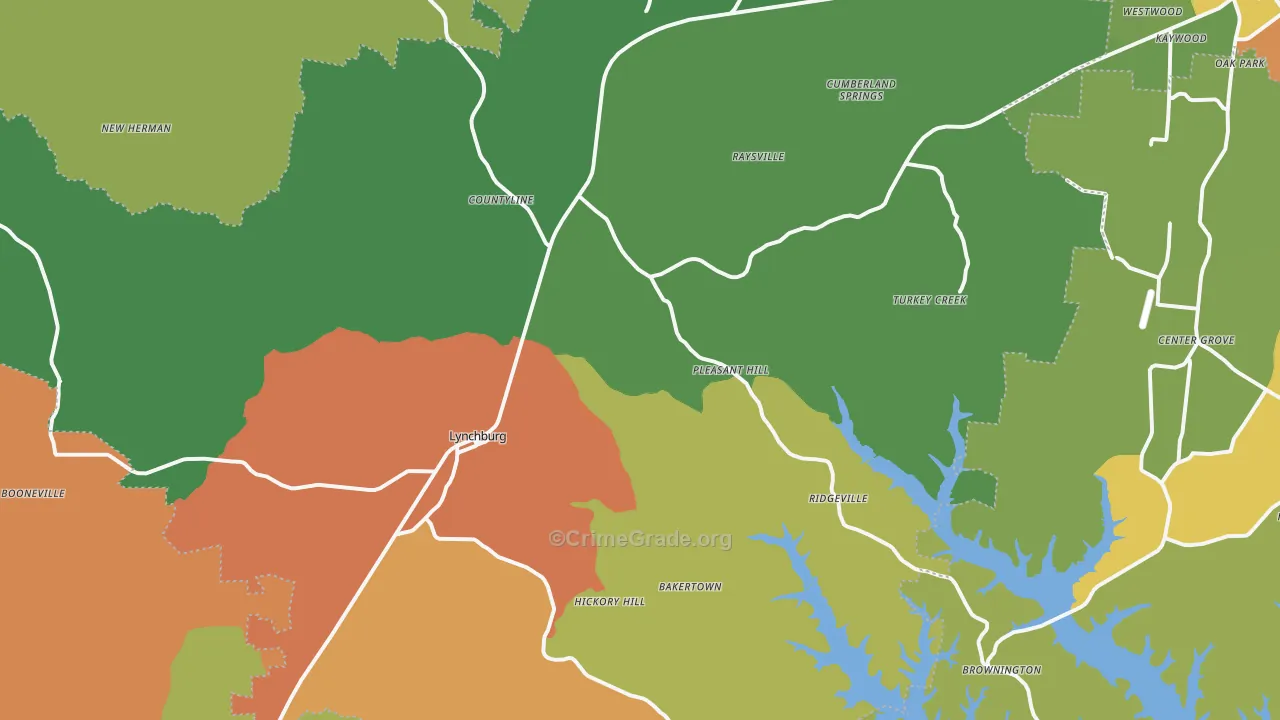Moore County, TN Map of Burglary Rates