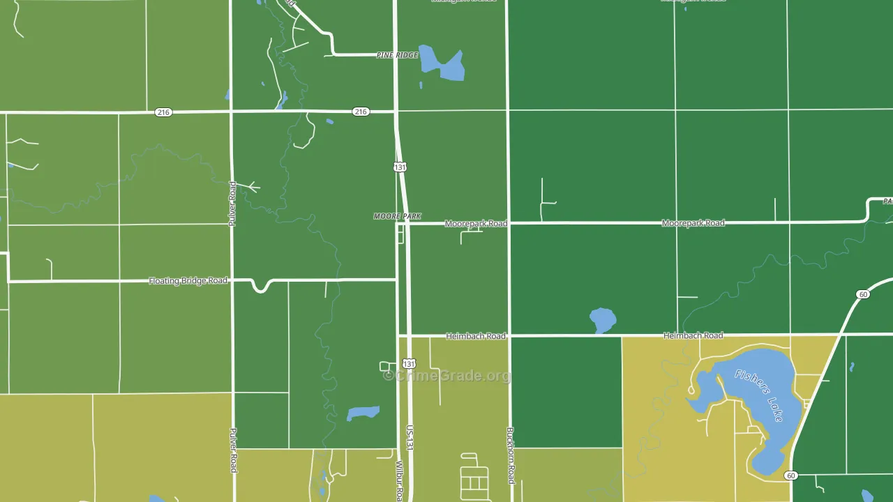 Moore Park, MI Map of Burglary Rates