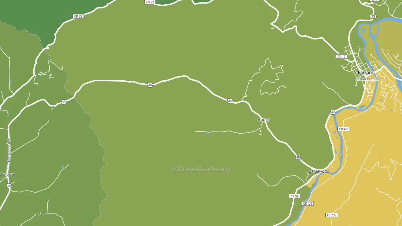 Moore, WV Map of Burglary Rates