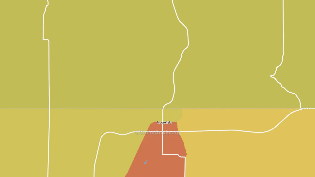 Moorefield, NE Map of Burglary Rates