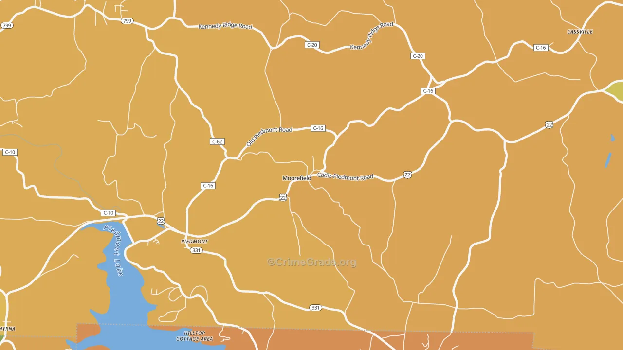Moorefield, OH Map of Burglary Rates