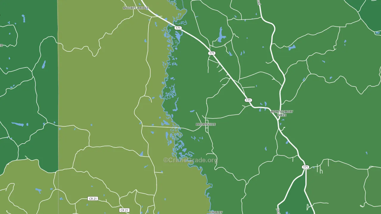 Moores Bridge, AL Map of Burglary Rates