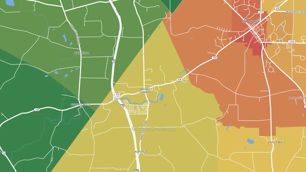 Moores Corners, PA Map of Burglary Rates