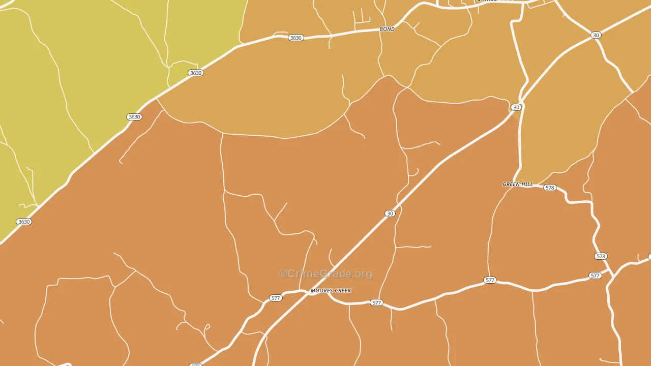 Moores Creek, KY Map of Burglary Rates