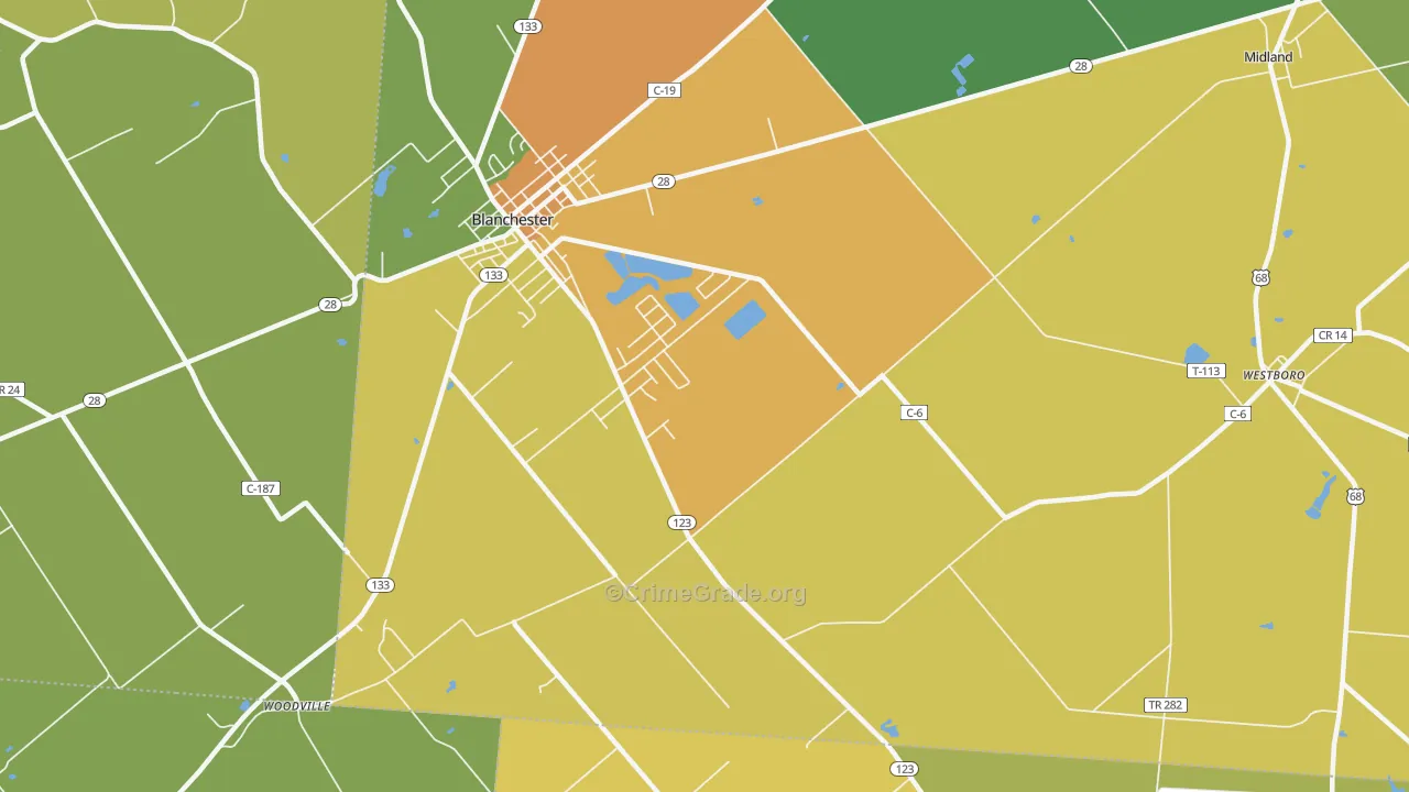 Moores Fork, OH Map of Burglary Rates