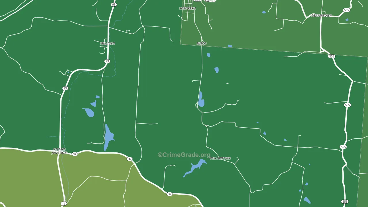 Moores Junction, OH Map of Burglary Rates