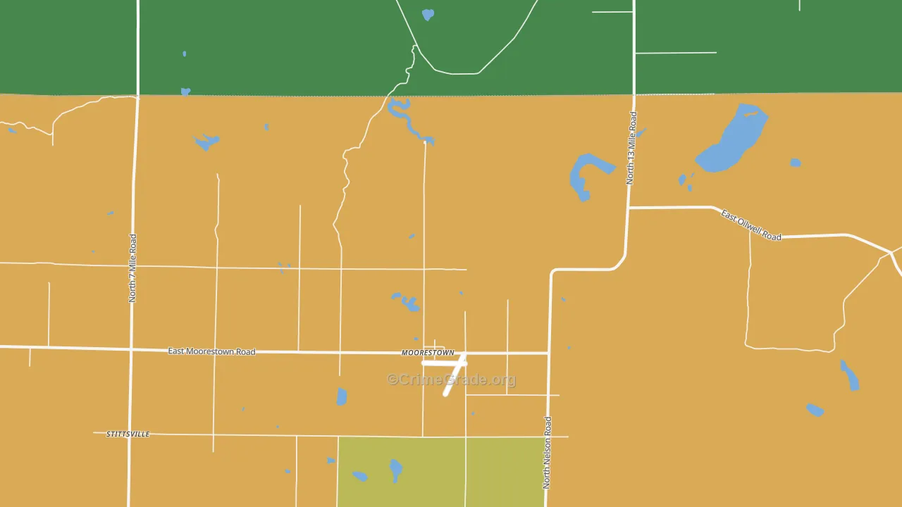 Moorestown, MI Map of Burglary Rates