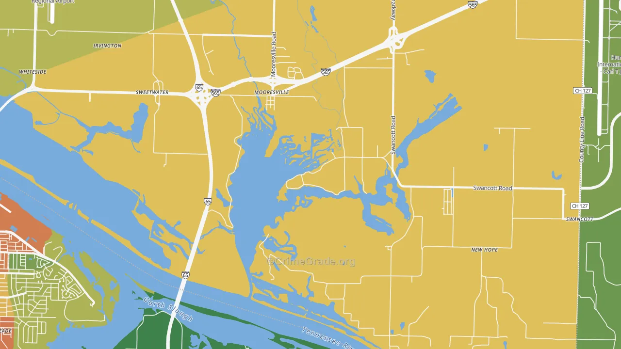 Mooresville, AL Map of Burglary Rates