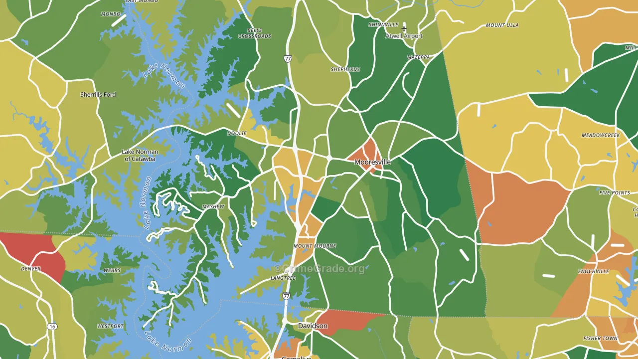Mooresville, NC Map of Burglary Rates