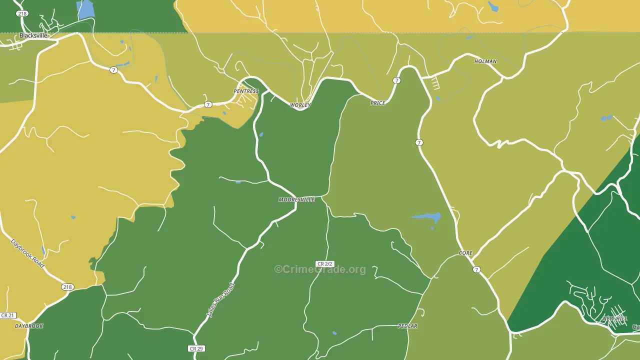 Mooresville, WV Map of Burglary Rates