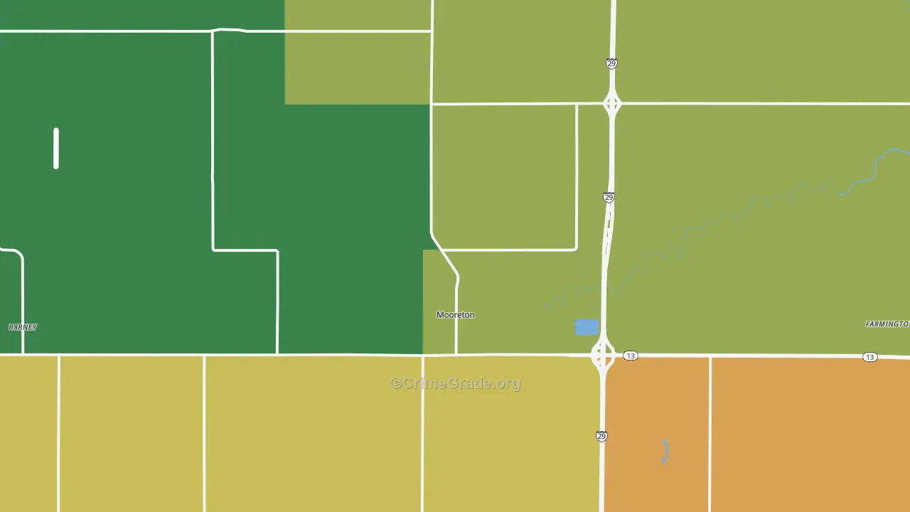 Mooreton, ND Map of Burglary Rates
