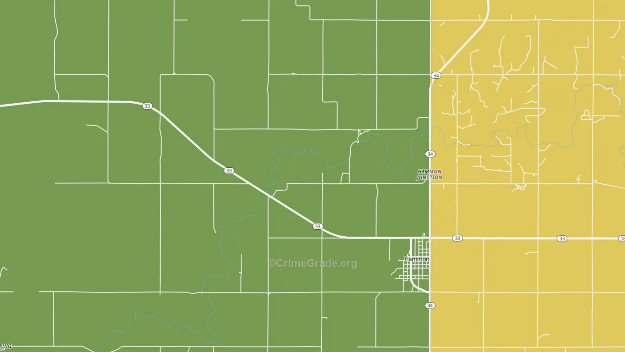 Moorewood, OK Map of Burglary Rates