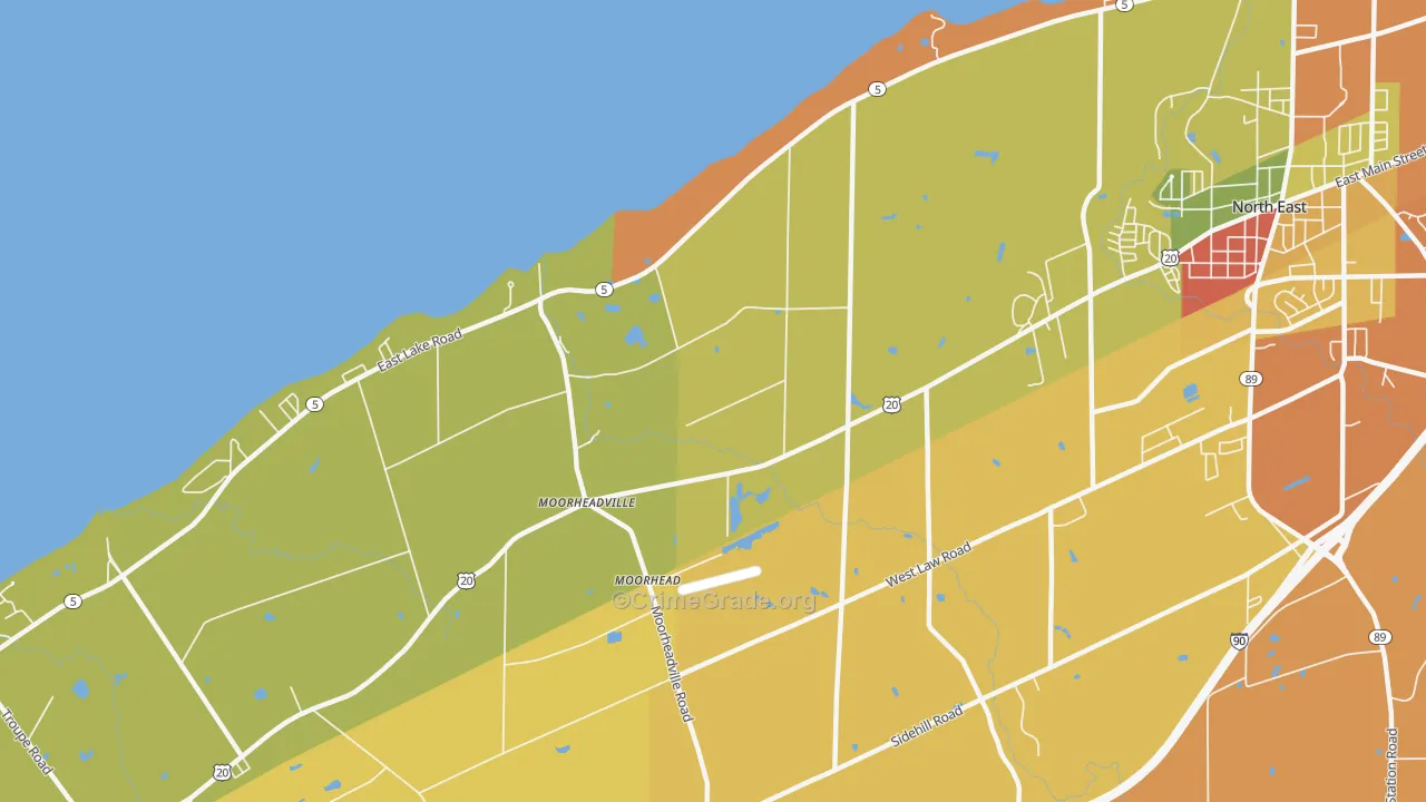 Moorheadville, PA Map of Burglary Rates