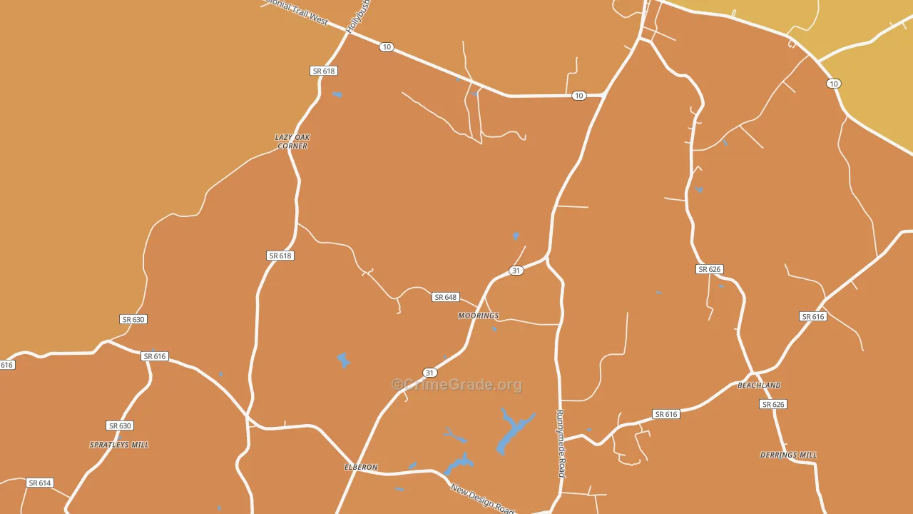Moorings, VA Map of Burglary Rates