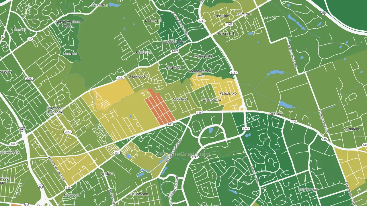 Moorland, KY Map of Burglary Rates