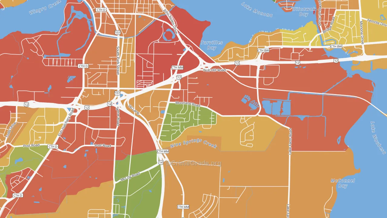 Moorland-Rimrock, Madison, WI Map of Burglary Rates
