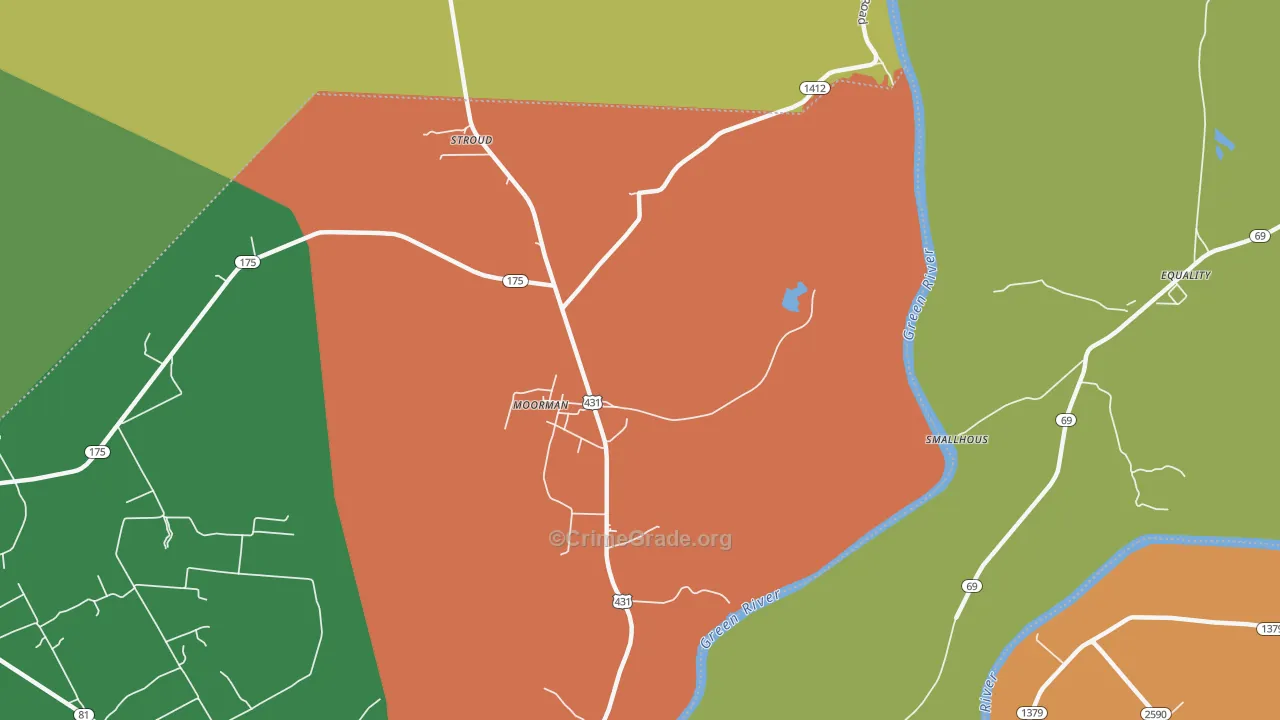 Moorman, KY Map of Burglary Rates