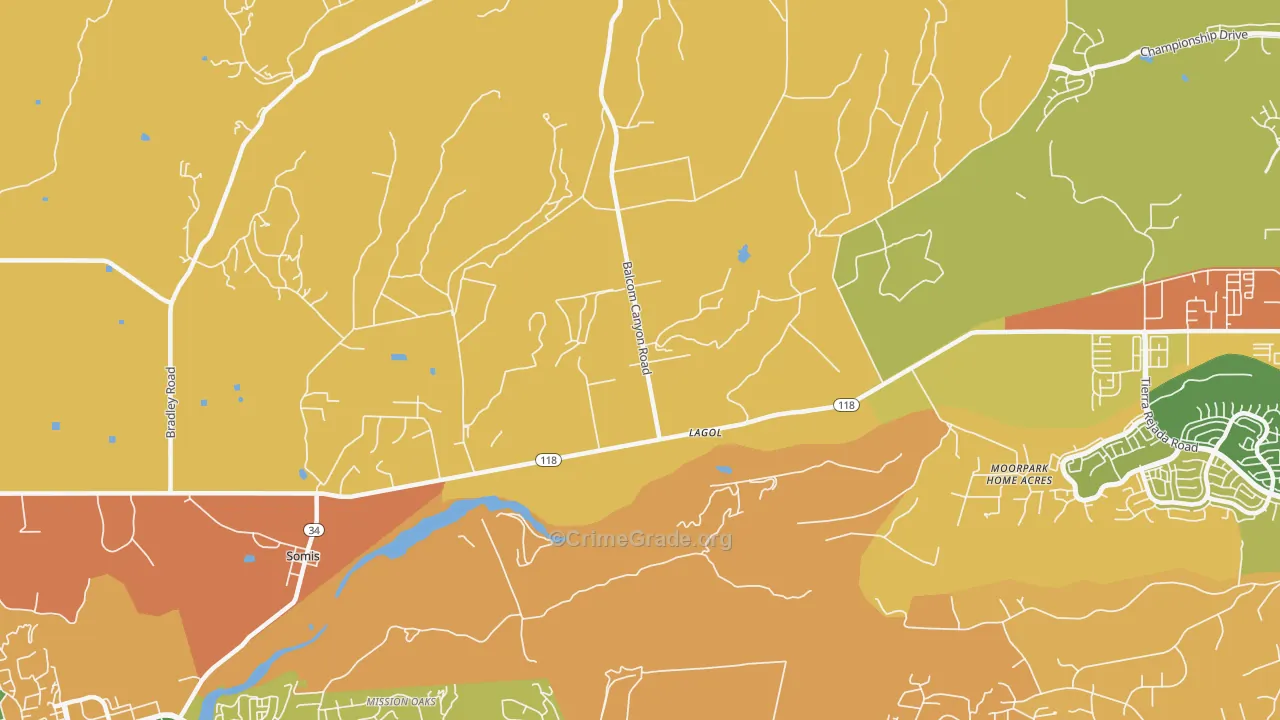 Moorpark Home Acres, CA Map of Burglary Rates