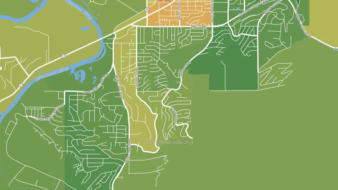 Moose Can Gully, Missoula, MT Map of Burglary Rates