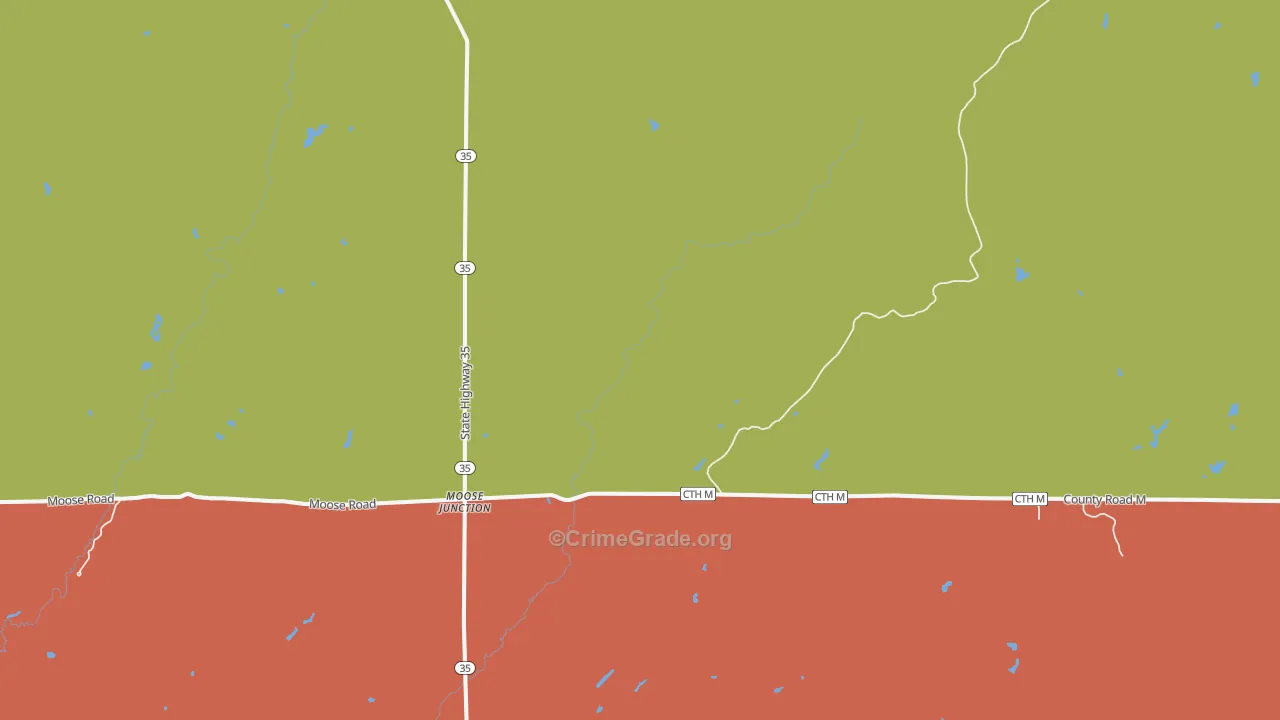 Moose Junction, WI Map of Burglary Rates