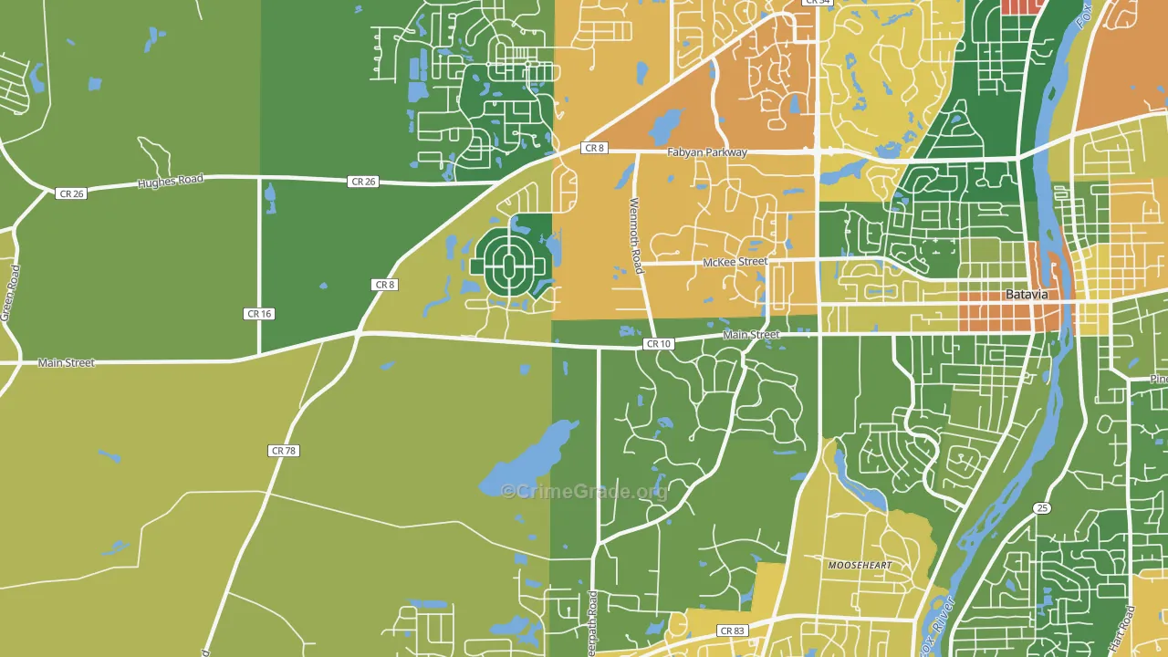 Mooseheart, IL Map of Burglary Rates