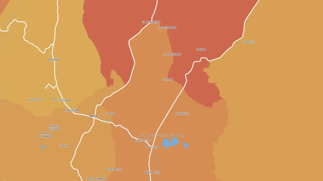 Mora County, NM Map of Burglary Rates