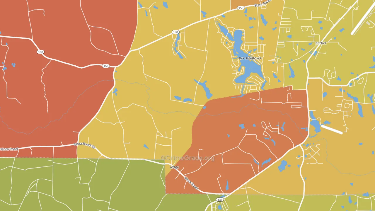 Mora, GA Map of Burglary Rates