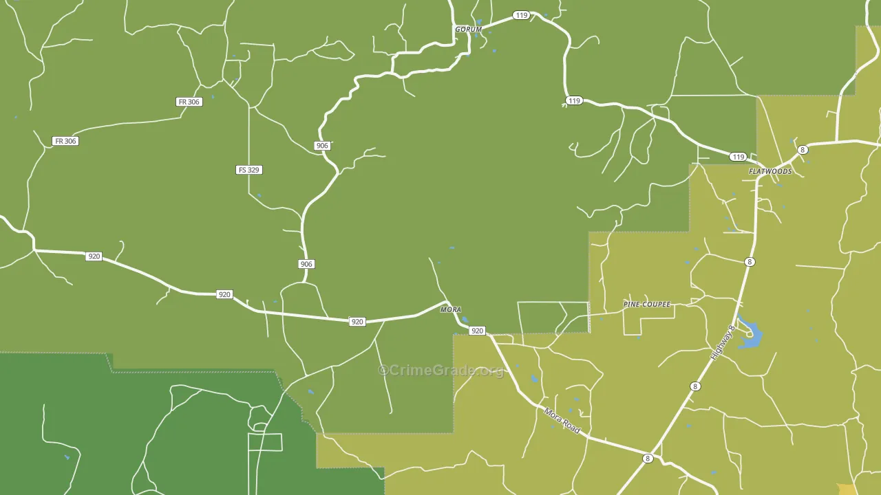 Mora, LA Map of Burglary Rates