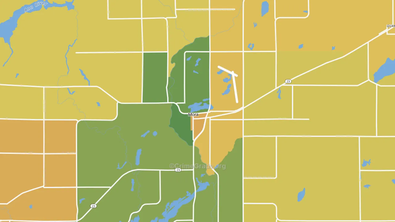 Mora, MN Map of Burglary Rates