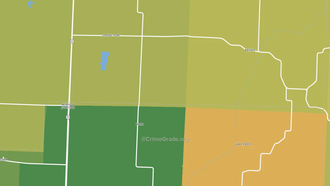 Mora, MO Map of Burglary Rates
