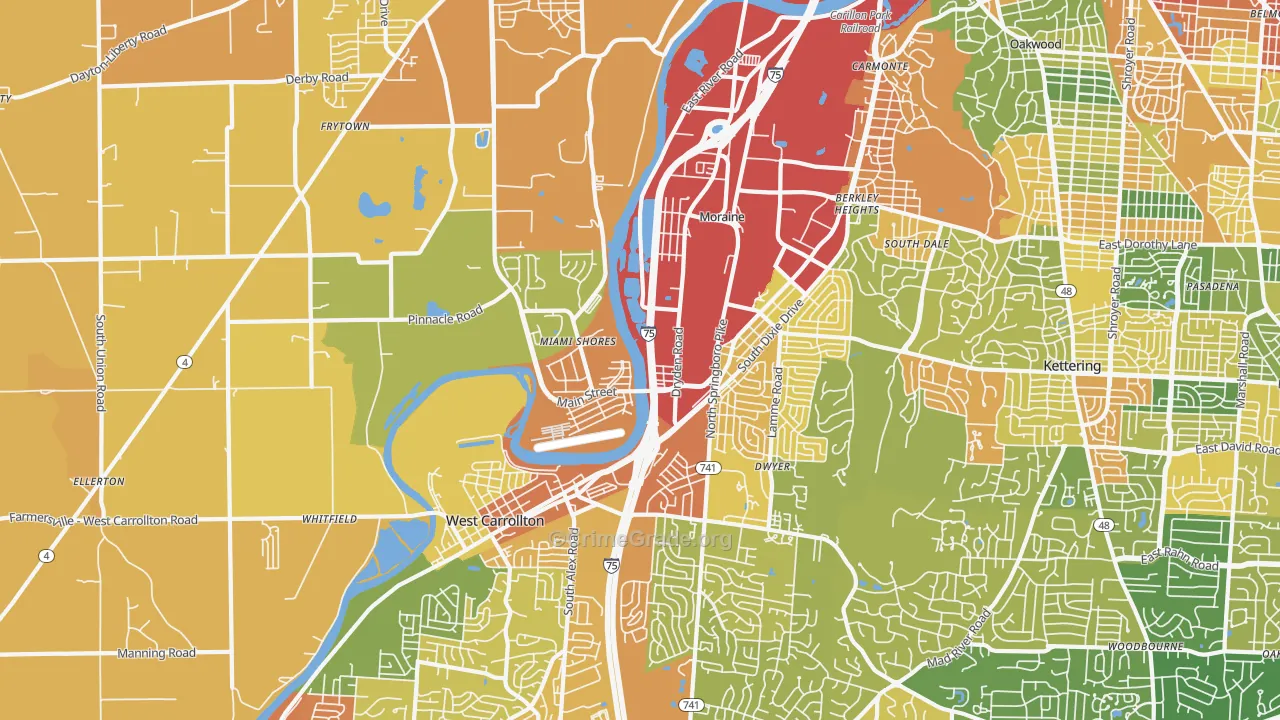 Moraine, OH Map of Burglary Rates
