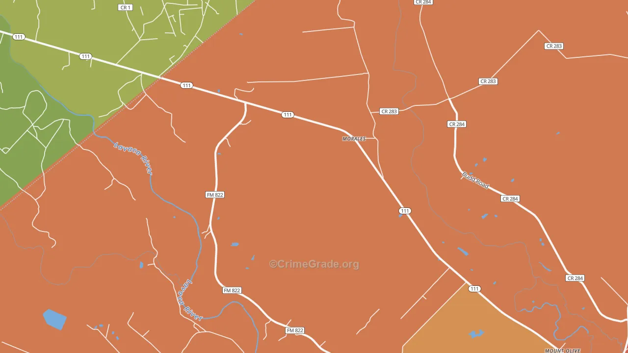 Morales, TX Map of Burglary Rates