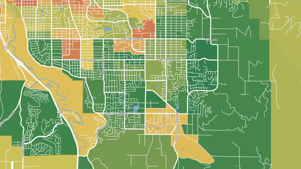 Moran Prairie, Spokane, WA Map of Burglary Rates