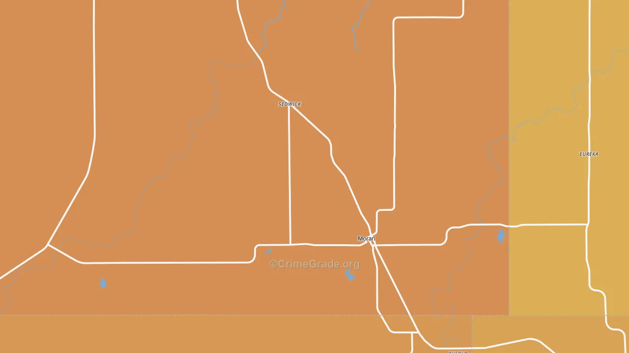 Moran, TX Map of Burglary Rates